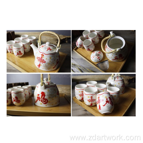 Chinese teapot suit Chinese knot